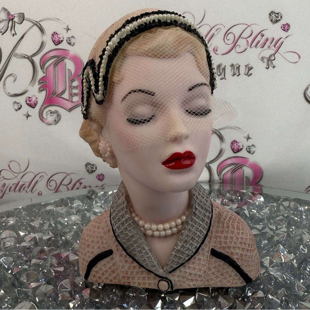 Cameo girls 1954 Vintage Style Women's Headband with Veil Black pink Cream
